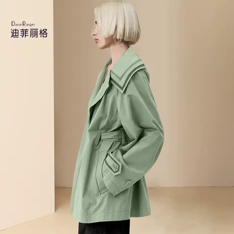 迪菲丽格春装2024新款欧货复古减龄显瘦收腰设计感翻领风衣外套女图片