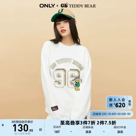 ONLY奥莱夏季TEDDY BEAR泰迪熊联名圆领套头卫衣女图片