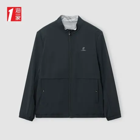 海一家简约立领两面穿外套2024春季新款字母印花休闲男士夹克商品大图