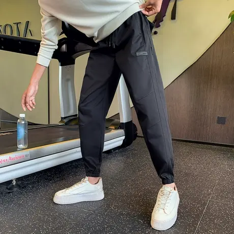 秋季潮流痞帅工装休闲裤子男2023新品薄款哈伦束脚薄款运动九分裤商品大图