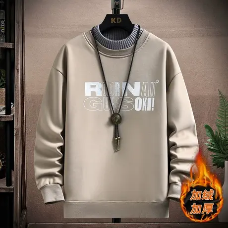 初中学生假两件卫衣男潮秋冬2023半高领打底衫青少年加绒加厚外套商品大图