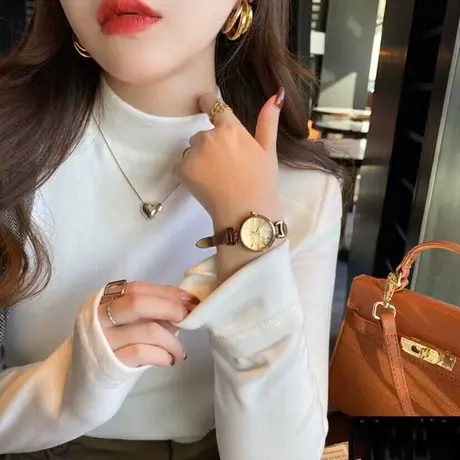 加绒加厚德绒女打底衫冬季内搭修身长袖T恤韩版磨毛半高领上衣服商品大图