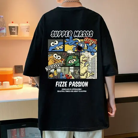 重磅纯棉短袖T恤男夏季新款港风宽松体恤衫休闲ins潮牌美式上衣服图片