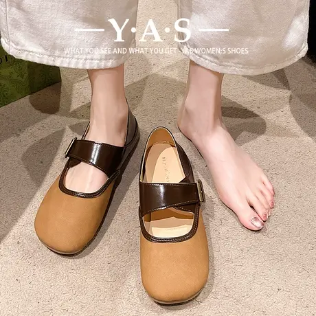玛丽珍鞋女款2024春秋季森系复古圆头单鞋女平底休闲丑萌勃肯鞋商品大图