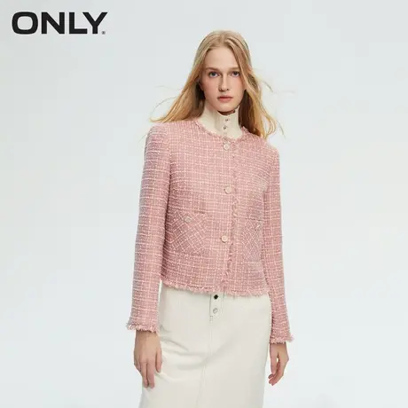 【元气珠珠】ONLY2023冬季新款小香风粗花呢圆领西服女|123308016图片