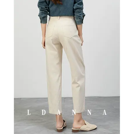 米色裤子女春秋2024新款小个子九分萝卜哈伦裤高腰宽松休闲镰刀裤商品大图