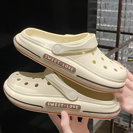 韩国洞洞鞋女夏网红增高时尚ins风外穿居家室内防滑沙滩包头凉鞋商品大图