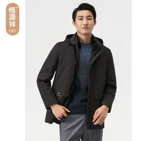 恒源祥羽绒服男 冬季新款保暖外套水貂毛领中长款防寒服可脱卸帽图片