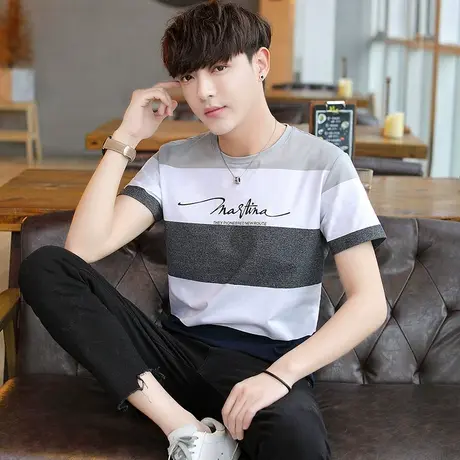 短袖t恤男士夏季韩版潮流2023新款宽松新疆纯棉半袖体恤上衣服男商品大图