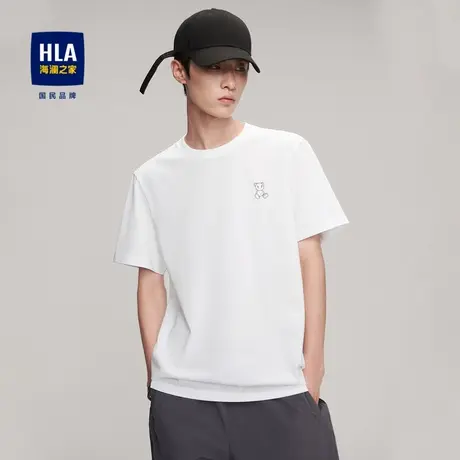 HLA/海澜之家舒适透气短袖T恤夏新款纯色卡通印花圆领短t男商品大图