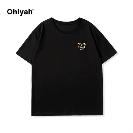 Ohlyah夏季短袖女简约Oversize纯棉宽松短袖男女同款ins情侣定制商品大图