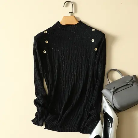 半高领打底衫女春装新款韩版宽松套头显瘦针织衫内搭洋气立领毛衣商品大图