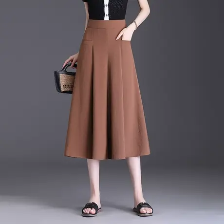 七分裙裤女夏季2023新款高腰宽松阔腿裤垂感休闲大脚裤裙薄款甩裤图片