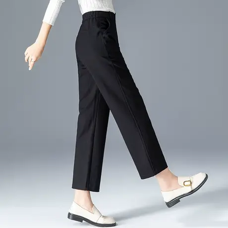 黑色直筒裤女2023新款高腰西装裤春秋女裤妈妈裤子秋季九分阔腿裤商品大图