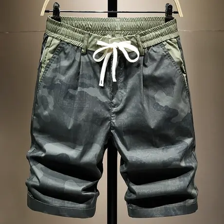 夏天薄款潮牌迷彩短裤男直筒宽松百搭男士休闲五分裤子男中裤马裤商品大图