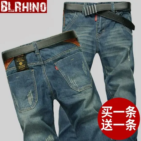 秋冬牛仔裤男表年宽松直筒长裤潮流休闲百搭韩版复古潮牌破洞男裤商品大图