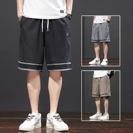 夏天男款冰丝五分休闲短裤衩夏季薄款男士宽松中裤子2023新款运动商品大图
