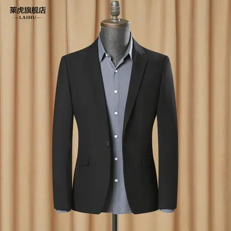 秋季新款休闲小西装男上衣韩版修身商务百搭单件黑色男士西服外套商品大图