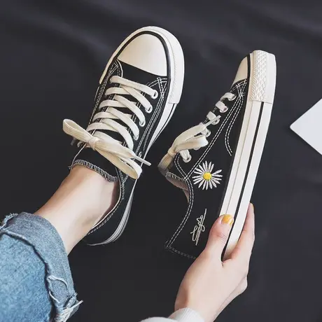 小雏菊帆布鞋女鞋潮2023年春季新款韩版ulzzang百搭ins学生板鞋子商品大图