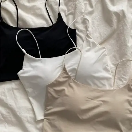 辣妹带胸垫裹胸防走光打底美背内搭上衣夏季新款外穿吊带小背心女商品大图