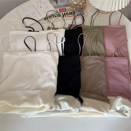德绒加厚保暖背心内衣带胸垫秋冬防寒加绒打底女士内搭修身上衣女商品大图
