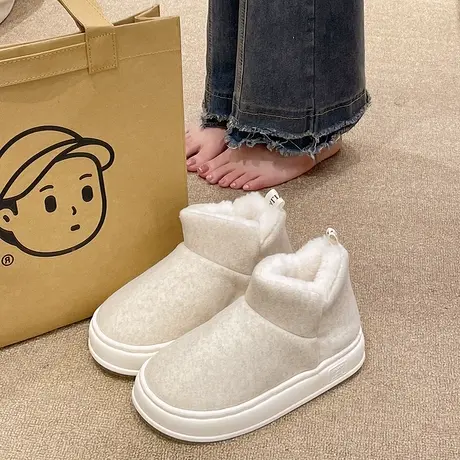 棉拖鞋女冬季室内家居加绒加厚月子保暖厚底高帮包跟防滑棉鞋外穿商品大图