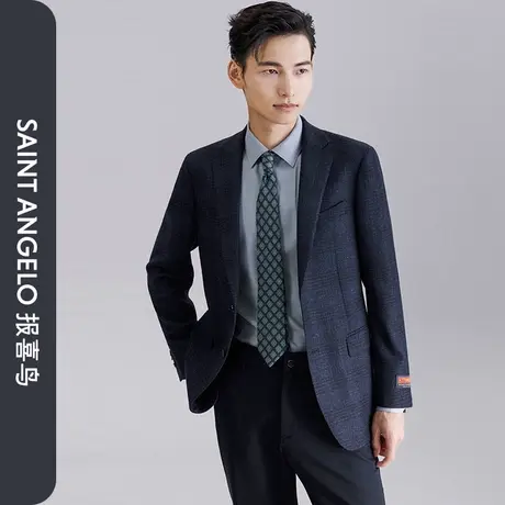 【运动西服】报喜鸟秋季新款男士商务格纹羊毛单西男便西外套西装图片