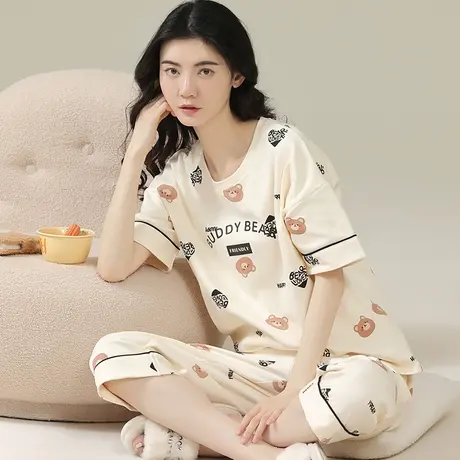 南极人纯棉睡衣女士夏季短袖薄款可外穿家居服套装2023年新款夏天图片
