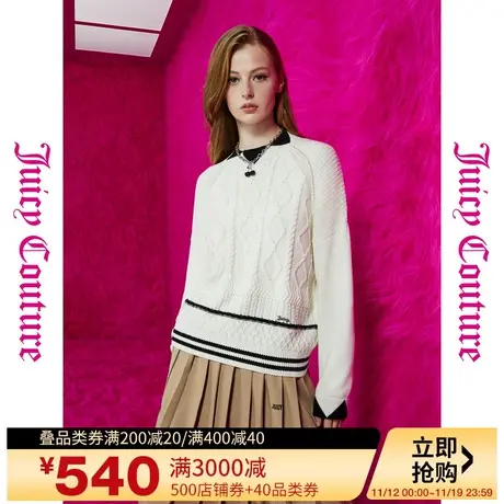 Juicy Couture橘滋23初秋冬新款低调气质logo牌提花半高领女毛衣图片