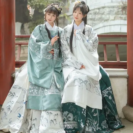 【清熙】如梦霓裳原创汉服女妆花织金圆领袍国风马面裙日常春夏季图片
