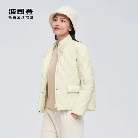 波司登23秋年新品短款羽绒服女温柔奶油色系轻薄秋冬立领时尚外套图片