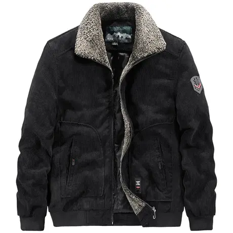 VIP冬季灯芯绒男士外套加绒加厚复古工装棉衣翻领棉服保暖棉袄潮商品大图