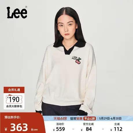 Lee舒适版Polo衬衫领刺绣Logo米白女针织衫毛衣休闲潮流A00005图片