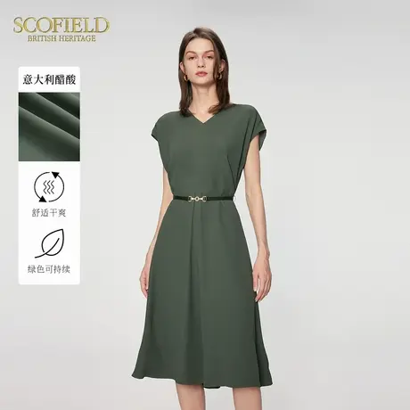 【意大利醋酸】Scofield女收腰连衣裙气质V领无袖长裙夏季裙子图片