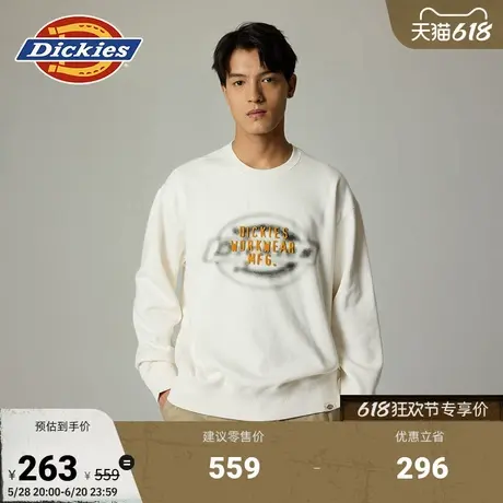 Dickies 秋冬胸前牙刷绣logo印花保暖加绒宽松圆领卫衣男女情侣商品大图