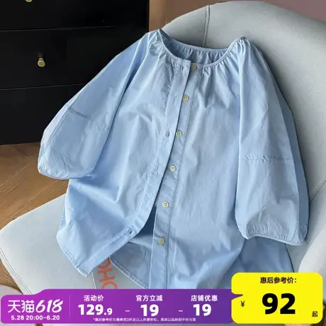 唐狮2025夏季新款女衬衫法式慵懒泡泡袖上衣可爱少女衬衣小衫bl商品大图