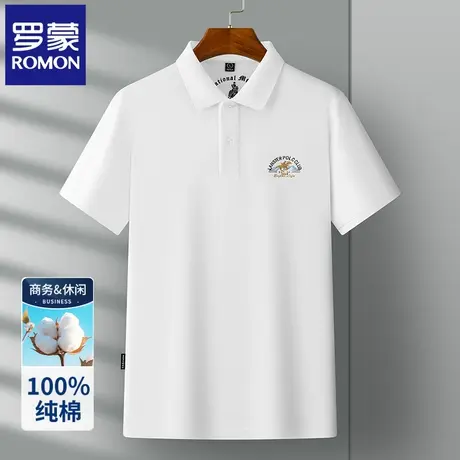 罗蒙2025夏季纯棉刺绣POLO衫短袖T恤男简约休闲翻领半袖保罗衫N2Z图片