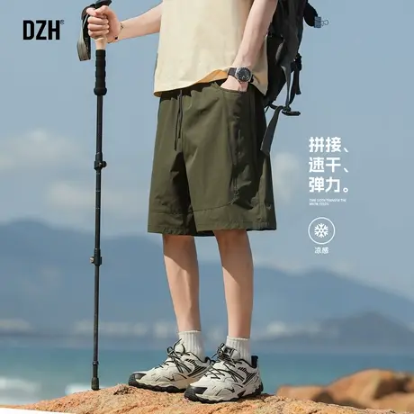 男士军绿色五分裤男夏季薄款2025新款工装短裤休闲外穿半截裤潮牌商品大图