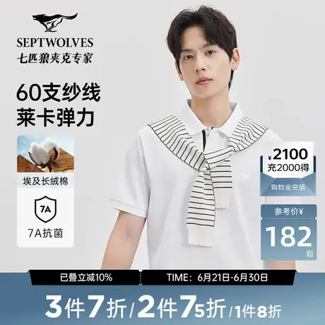 七匹狼短款翻领T恤男士2025夏季新品时尚休闲条纹短袖图片