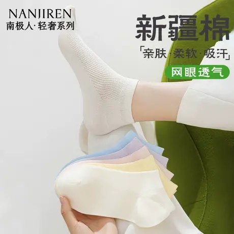 南极人袜子女夏季薄款纯棉短袜网眼透气吸汗浅口无骨短袜女款PB商品大图