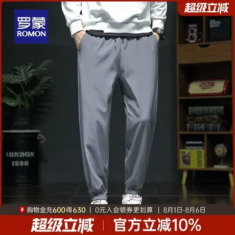 罗蒙男士时尚宽松束脚裤2025秋季新款日常潮流休闲裤松紧腰长裤男商品大图