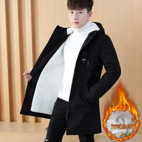 风衣男士外套2023新款秋冬季韩版潮流加棉加厚中长款夹克休闲衣服商品大图