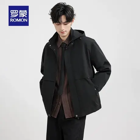【可拆卸帽】罗蒙男士时尚潮流短款夹克衫2025秋季新款百搭外套男商品大图