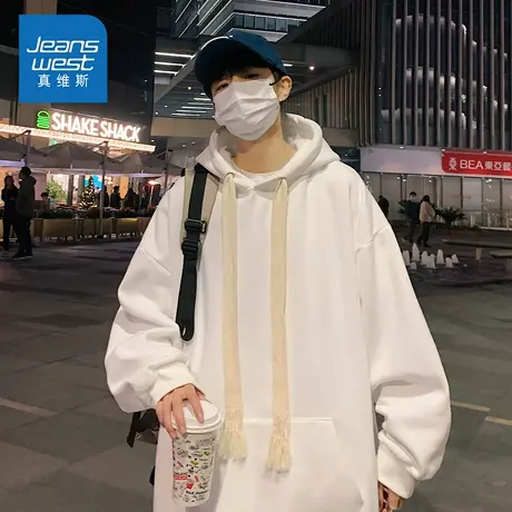 KZH真维斯简约长袖卫衣男秋季新款宽松时尚外穿潮流保暖休闲上衣商品大图