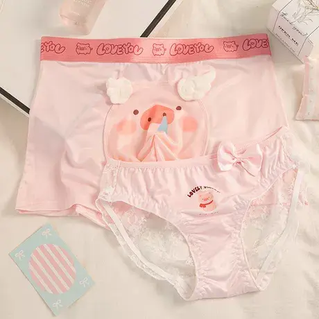 猪猪内裤~冰丝情侣内裤秋季一男一女性感网纱蕾丝可爱三角平角裤商品大图