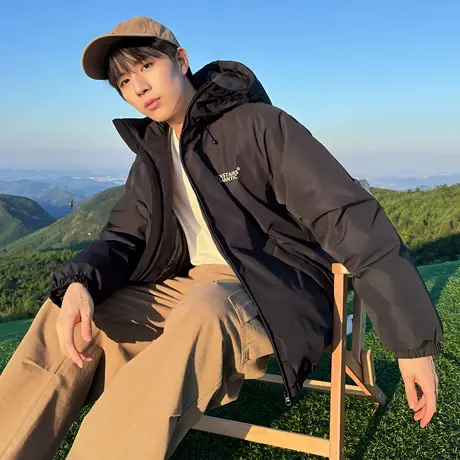 唐狮冬季新款男前胸后背立体硅胶印花羽绒服冲锋少年厚外套潮TD商品大图