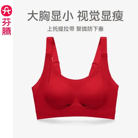 芬腾内衣女大胸显小上托防下垂聚拢胸罩结婚本命年红色收副乳文胸商品大图