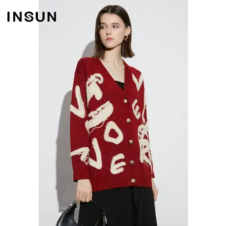 【官方直播】恩裳COVER字母毛巾绣法式慵懒针织衫开衫商品大图