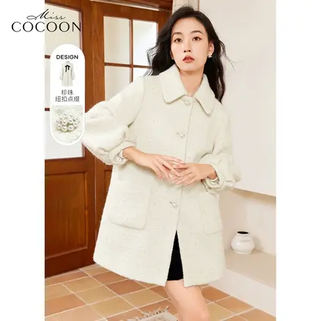 missCOCOON小香风毛呢外套女2022新款冬装宽松简约粗花呢羊毛大衣商品大图