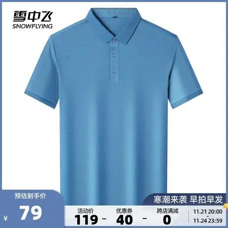 雪中飞2023夏季新款抑菌舒爽透气凉爽商务绅士POLO衫男短袖桑蚕丝图片